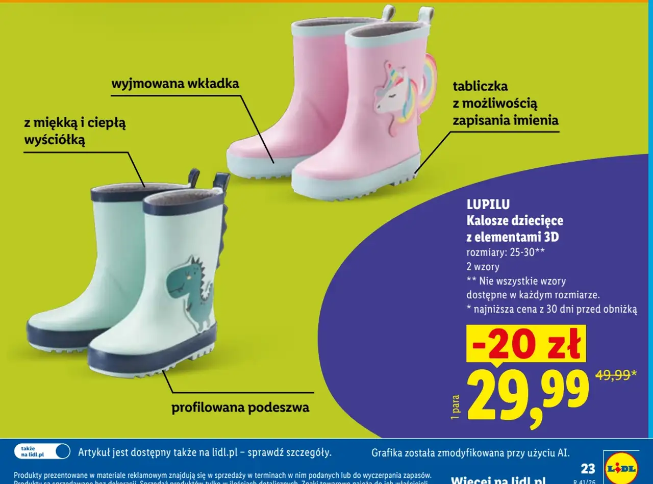 LUPILU Kalosze dziecięce z elementami 3D