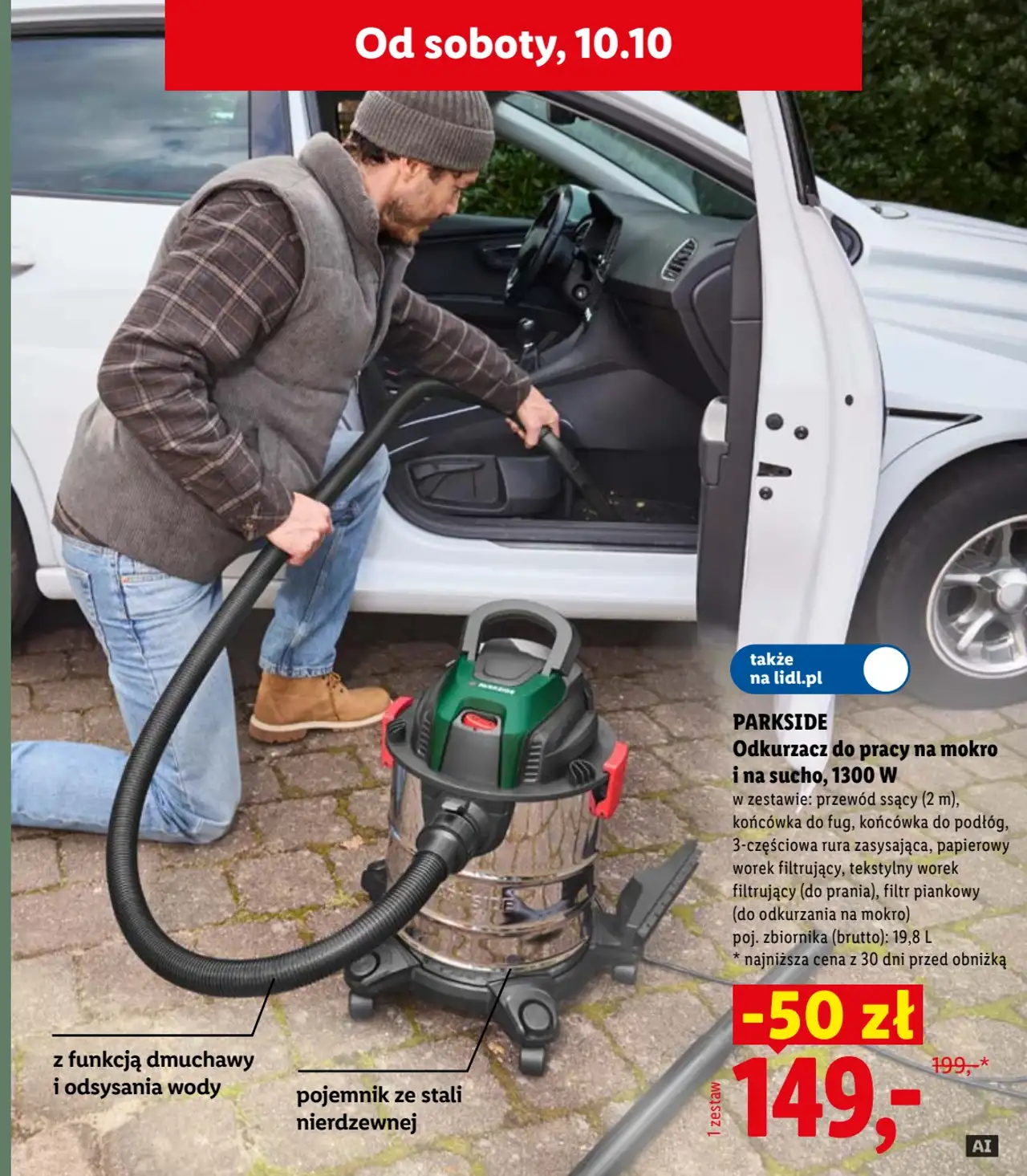 PARKSIDE Odkurzacz do pracy na mokro i na sucho, 1300 W