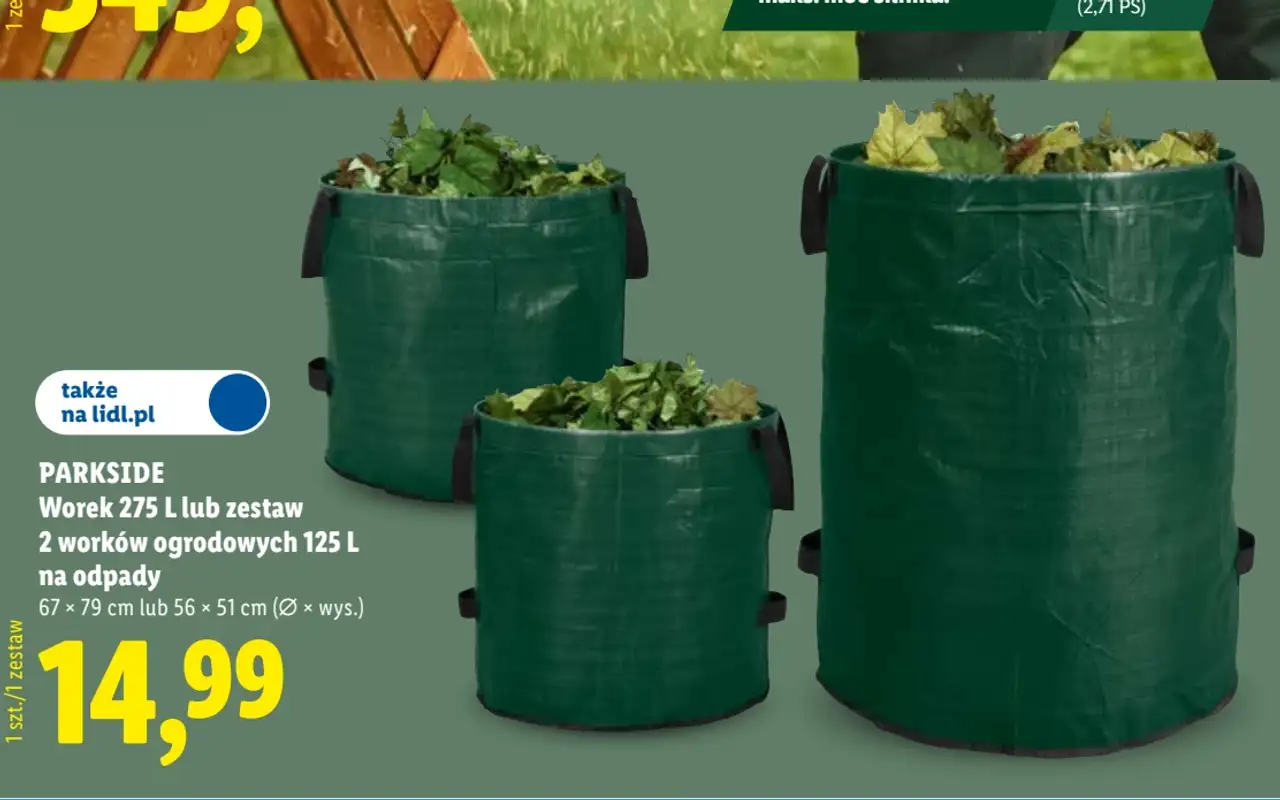 PARKSIDE Worek 275 L lub zestaw 2 worków ogrodowych 125 L na odpady