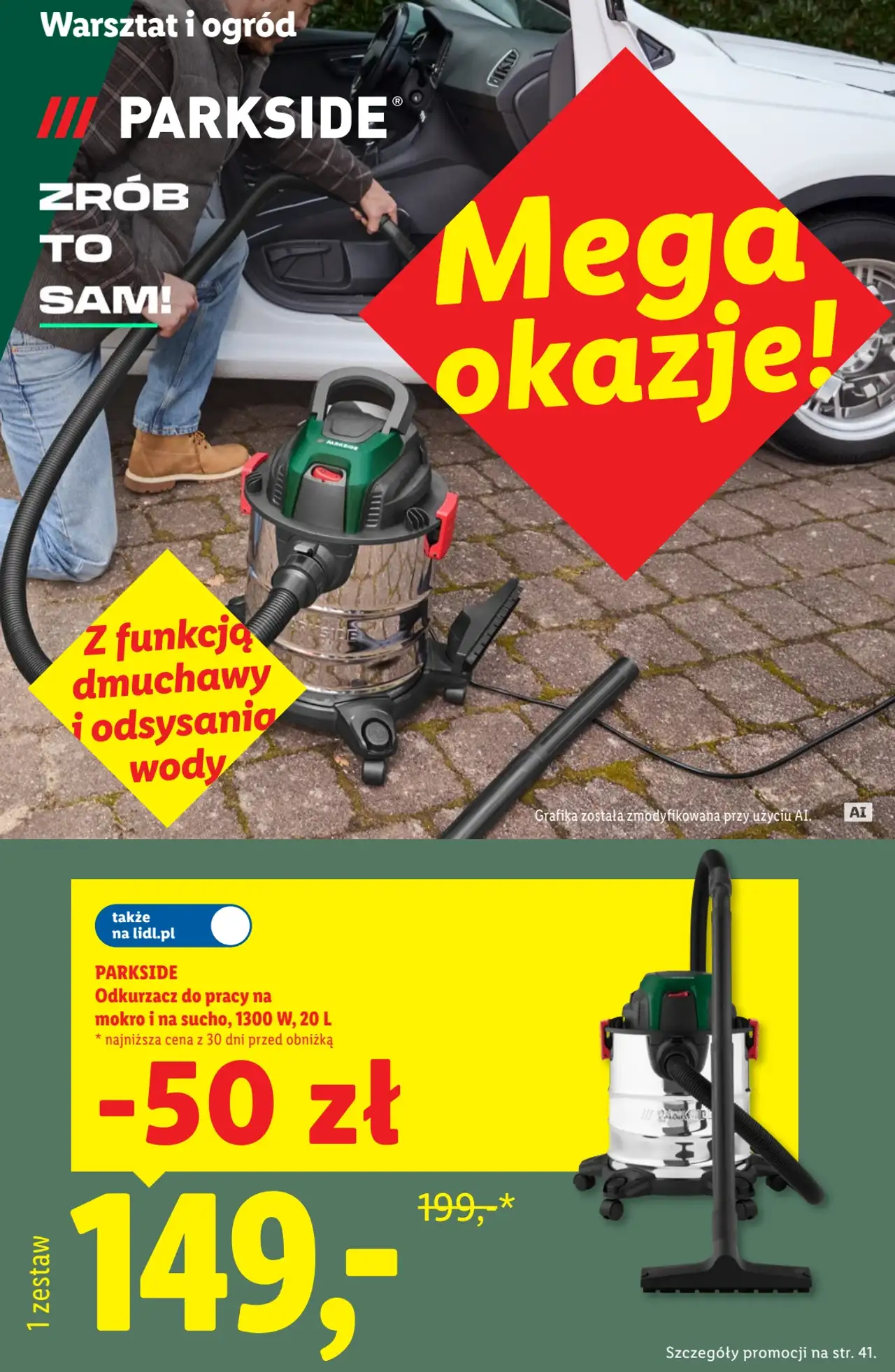 PARKSIDE Odkurzacz do pracy na mokro i na sucho, 1300 W, 20 L