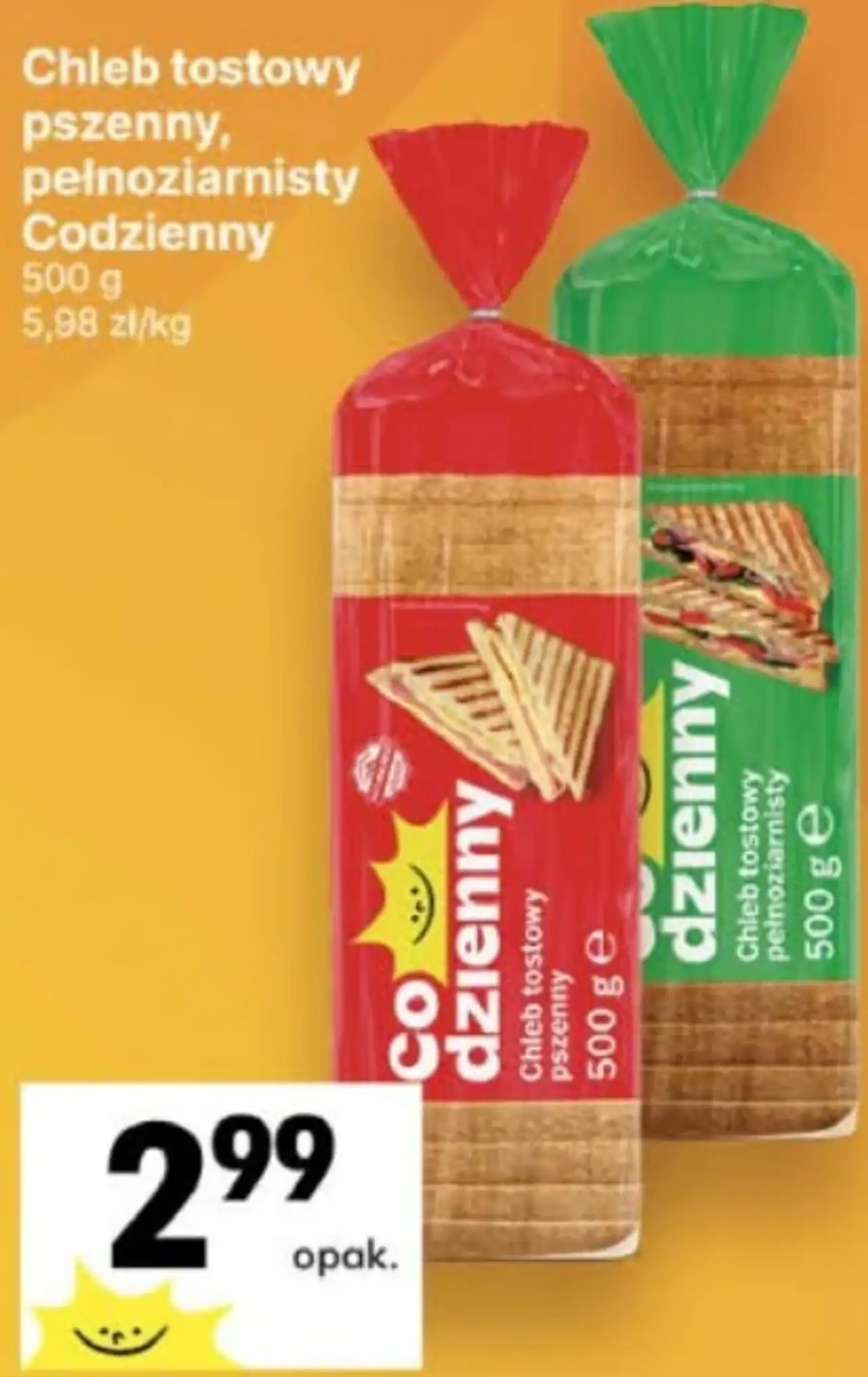 Chleb tostowy pszenny, pełnoziarnisty Codzienny