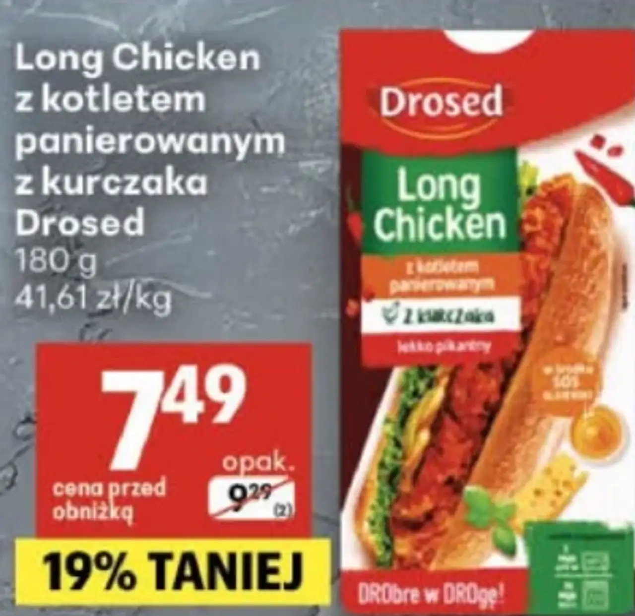 Long Chicken z kotletem panierowanym z kurczaka Drosed