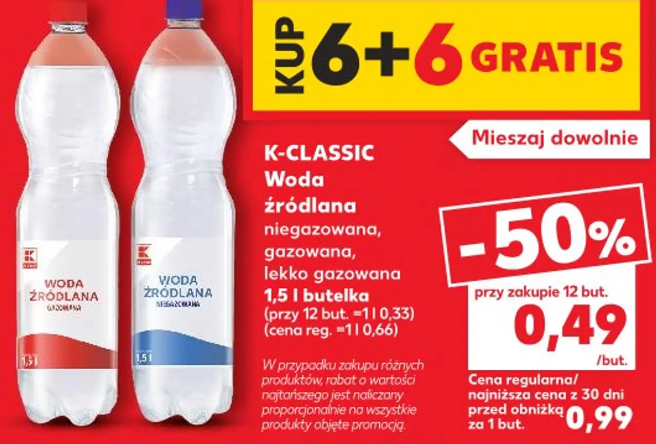 K-Classic Woda źródlana niegazowana, gazowana, lekko gazowana