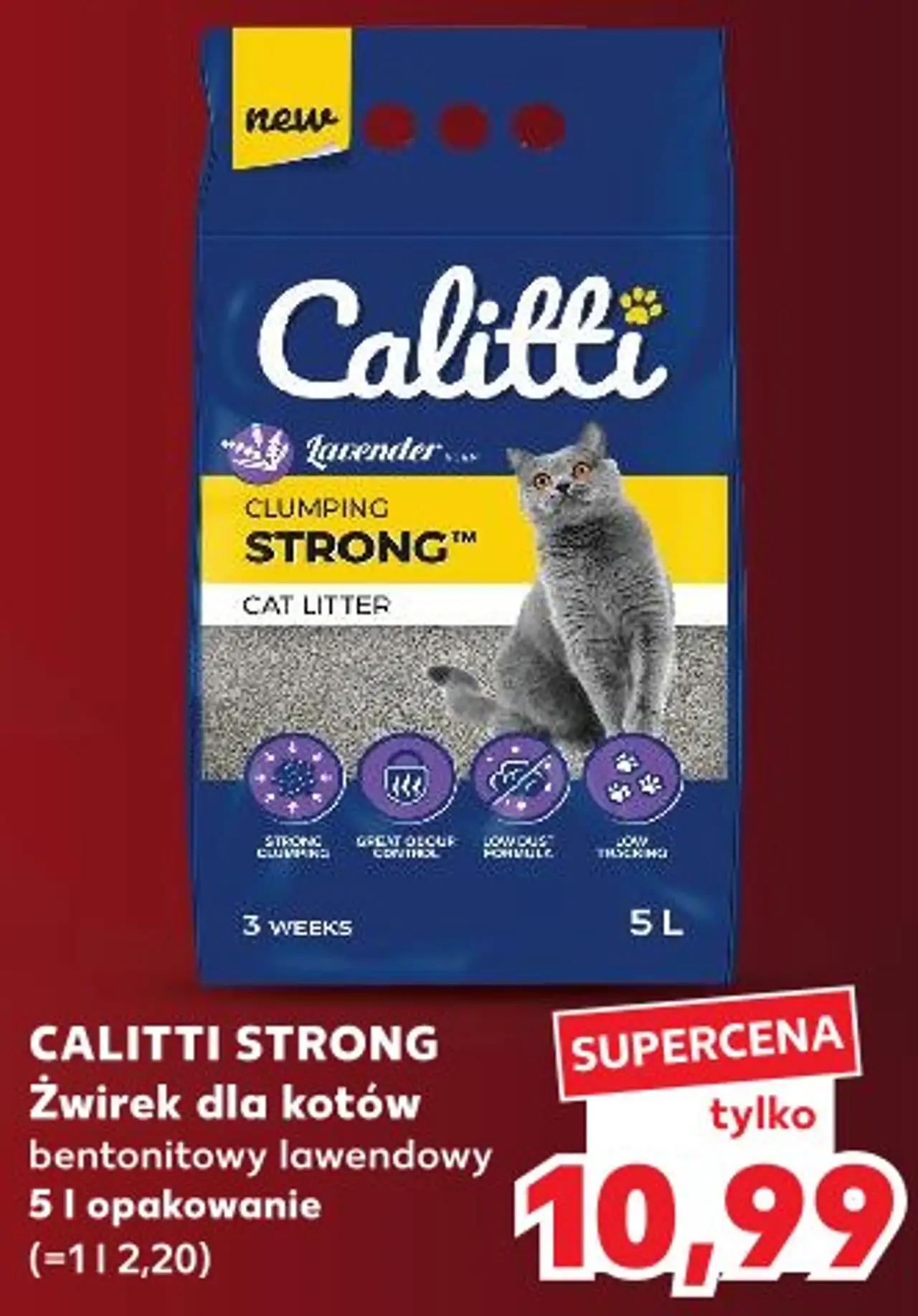 CALITTI STRONG Żwirek dla kotów bentonitowy lawendowy