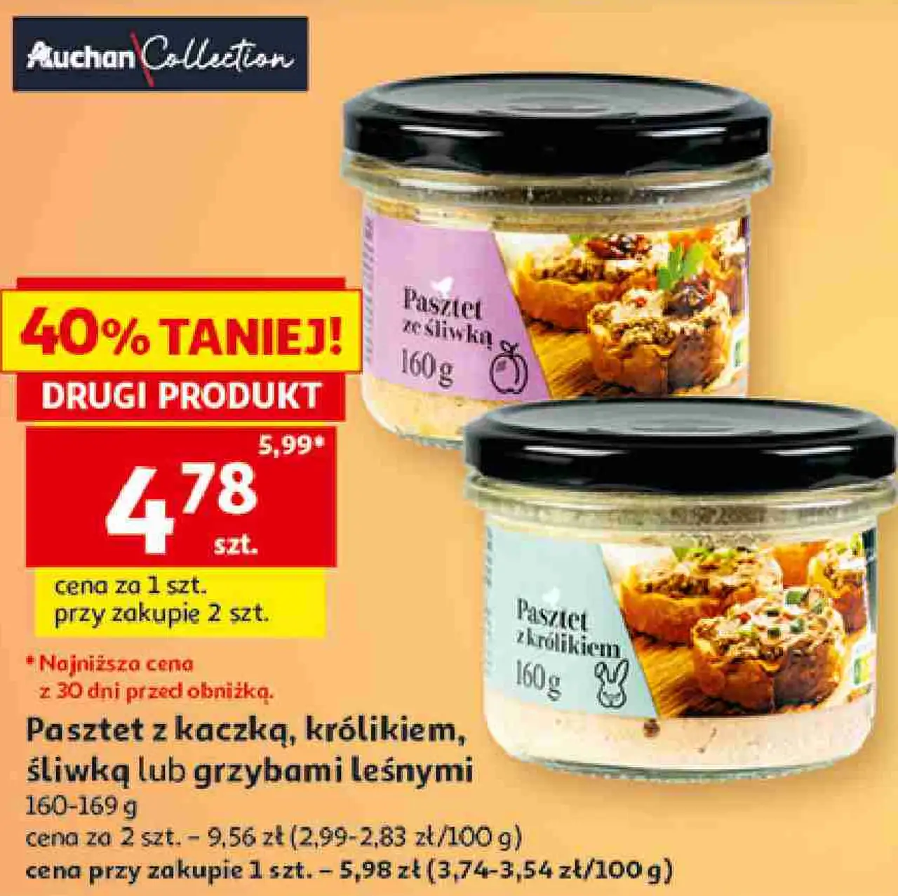 Pasztet z kaczką, królikiem, śliwką lub grzybami leśnymi Auchan Collection