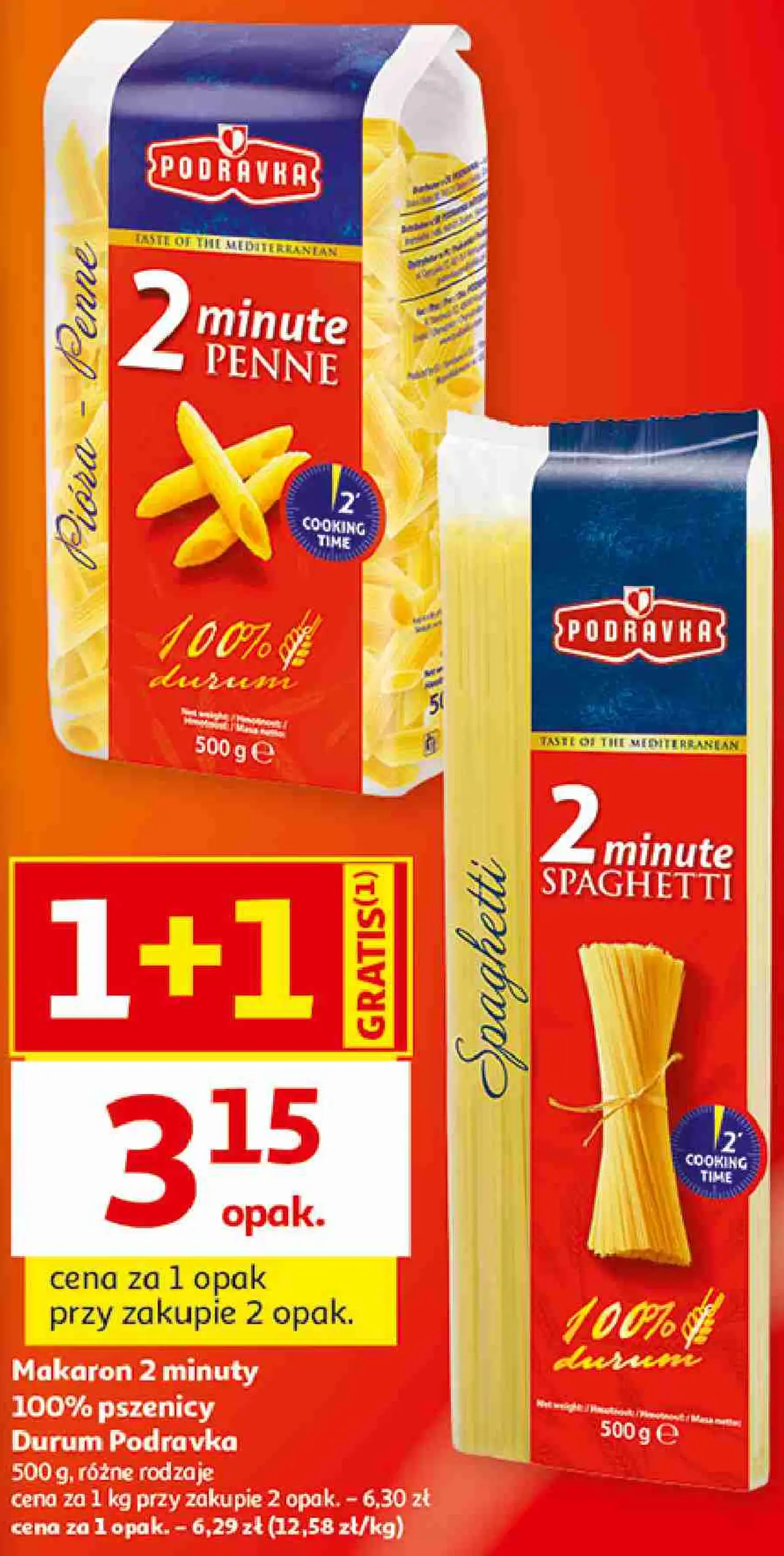 Makaron 2 minuty 100% pszenicy Durum Podravka