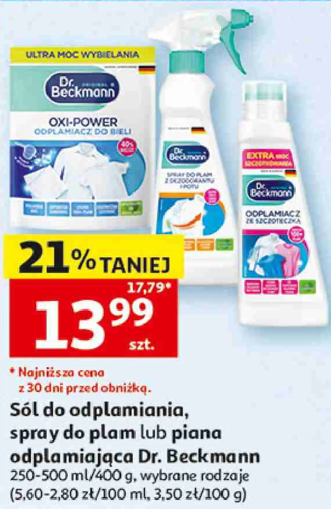 Sól do odplamiania, spray do plam lub piana odplamiająca Dr. Beckmann