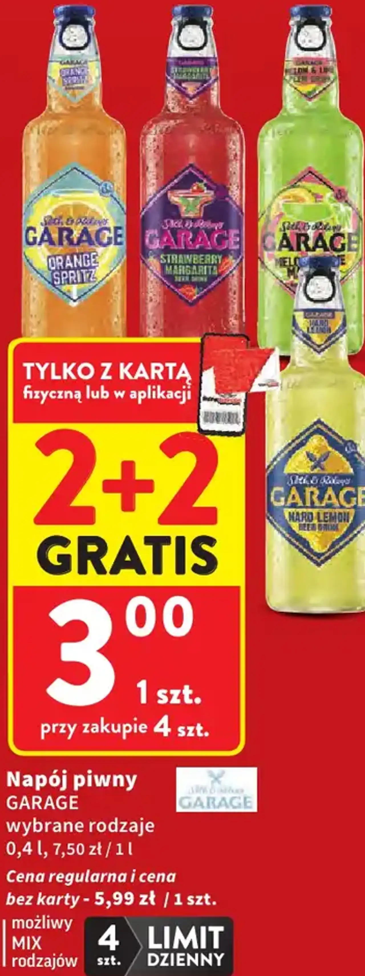 Napój piwny Garage wybrane rodzaje 0,4 l
