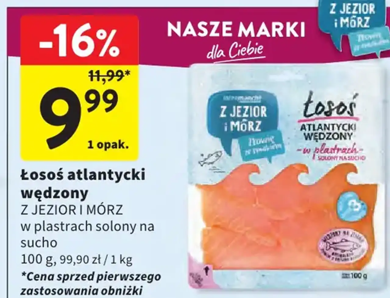 Łosoś atlantycki wędzony Z JEZIOR I MÓRZ w plastrach solony na sucho