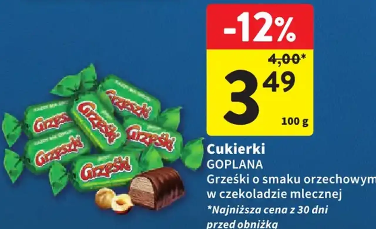 Cukierki GOPLANA Grześki o smaku orzechowym w czekoladzie mlecznej