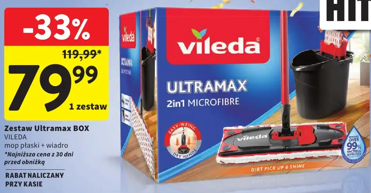 Zestaw Ultramax BOX VILEDA mop płaski + wiadro