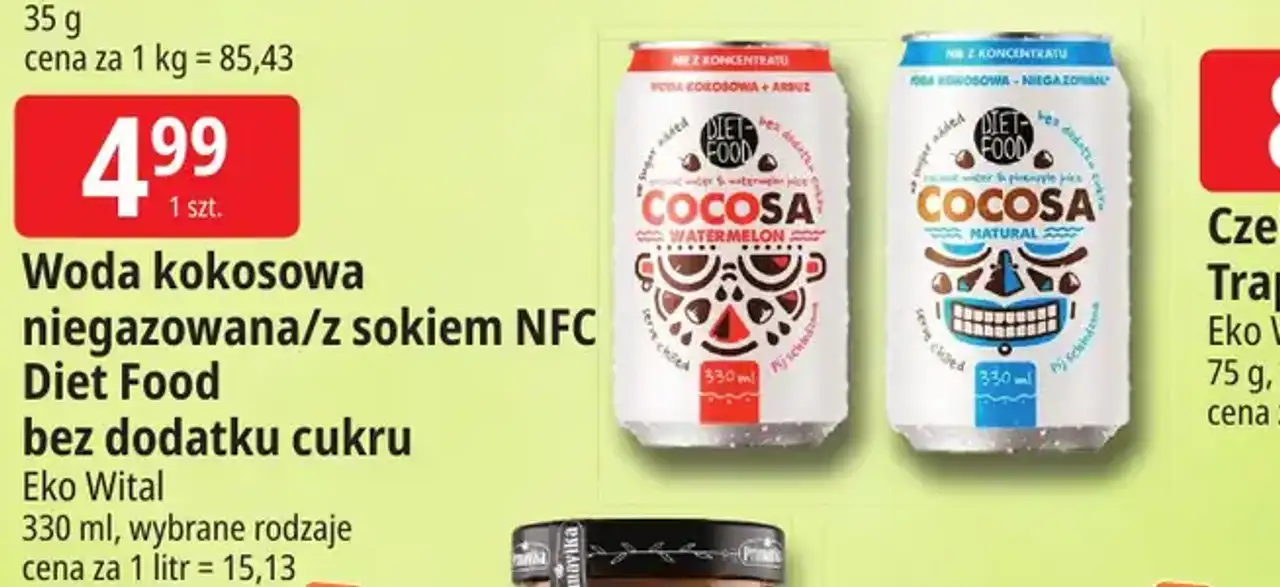 Woda kokosowa niegazowana/z sokiem NFC Diet Food bez dodatku cukru