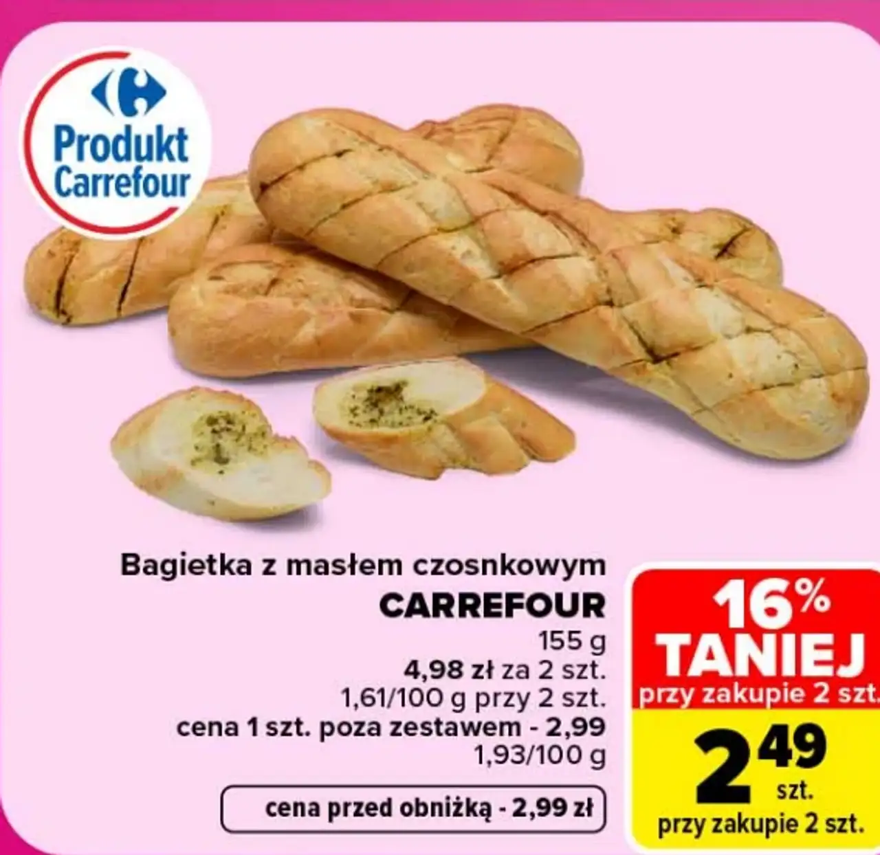 Bagietka z masłem czosnkowym CARREFOUR