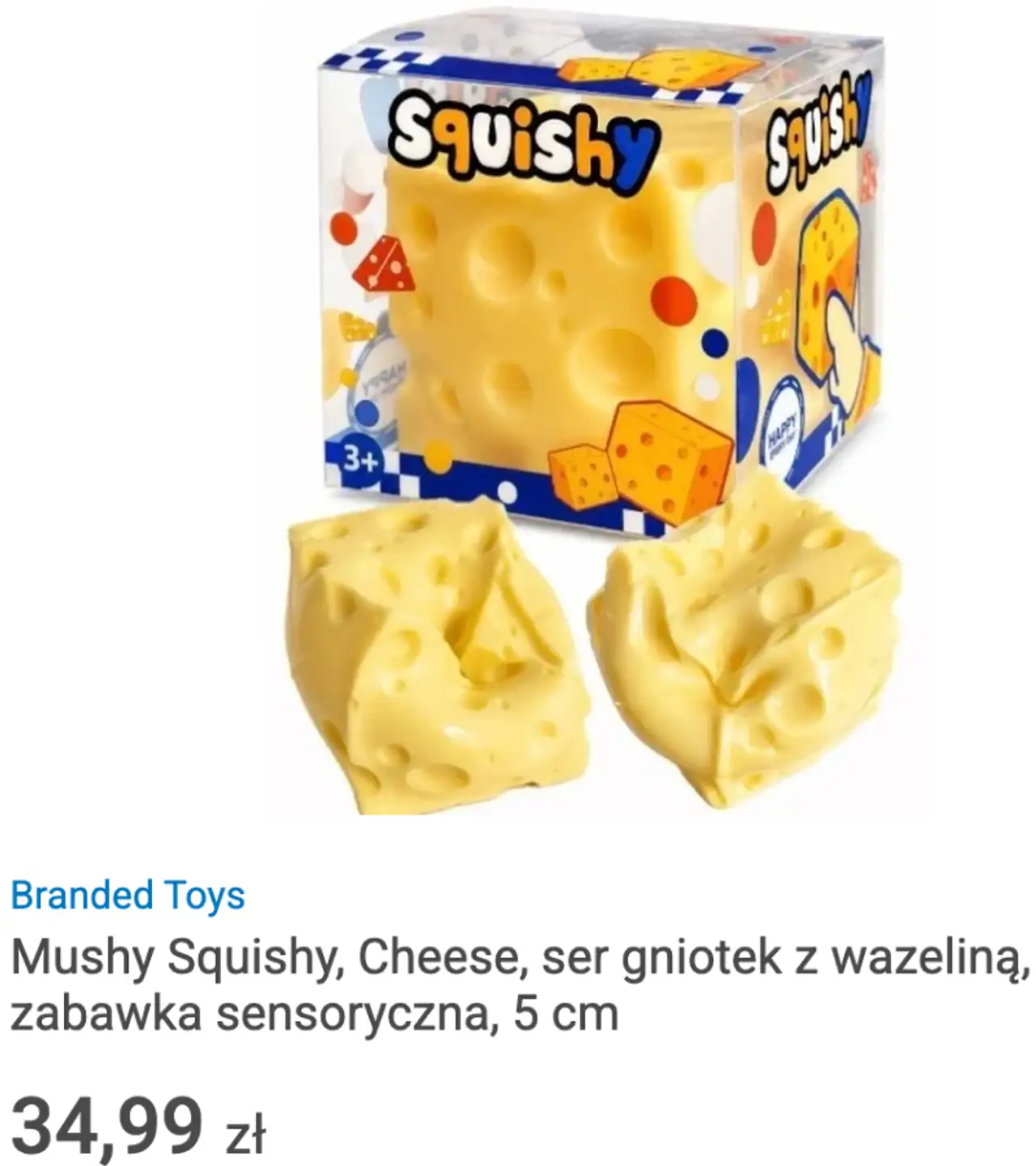Mushy Squishy, Cheese, ser gniotek z wazeliną, zabawka sensoryczna, 5 cm