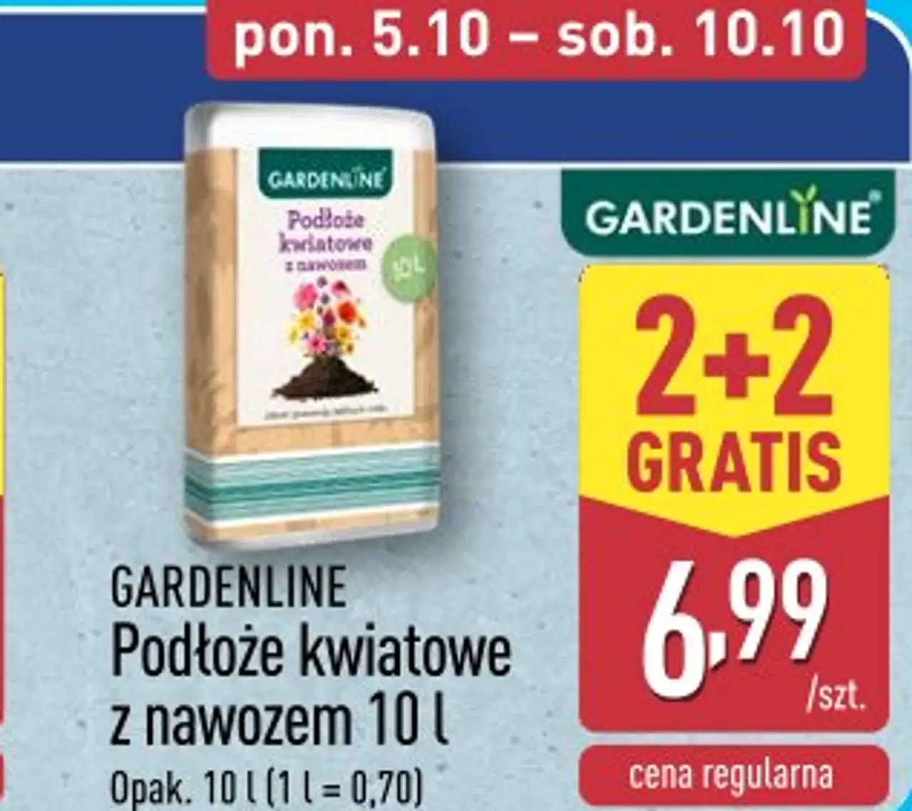 GARDENLINE Podłoże kwiatowe z nawozem 10 l