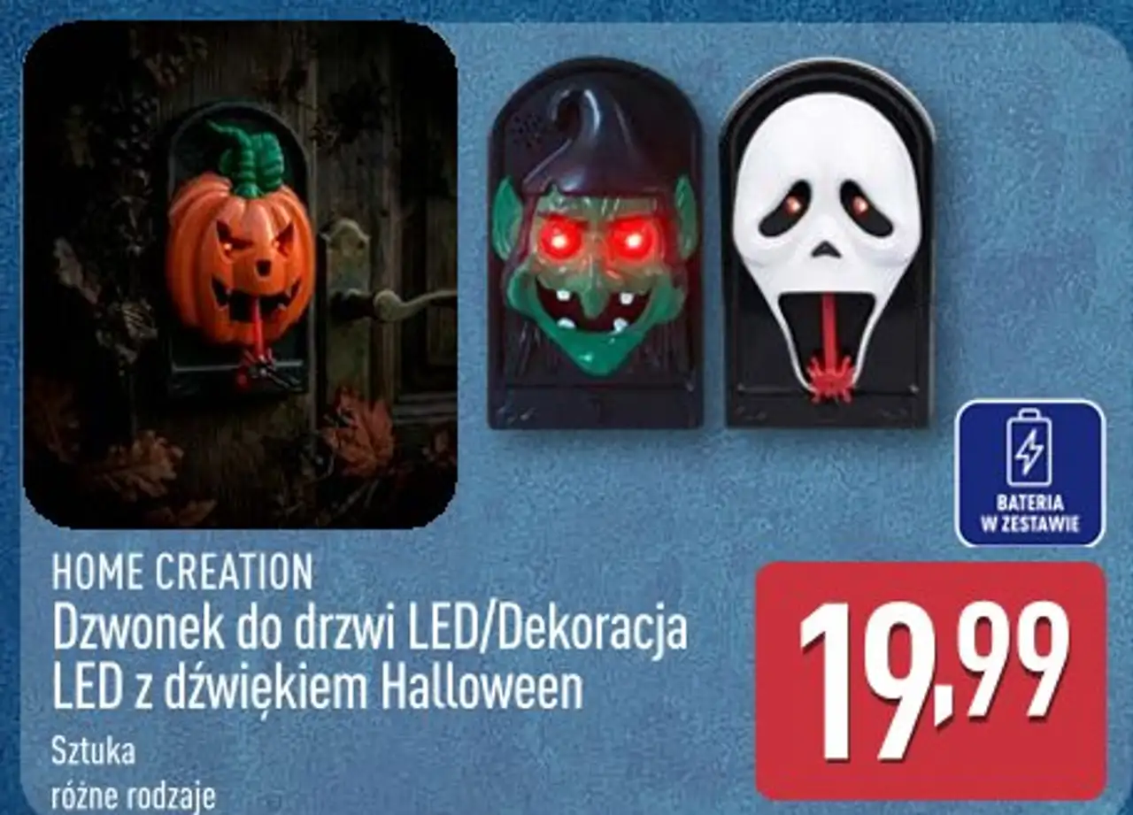 Home Creation Dzwonek do drzwi LED/Dekoracja LED z dźwiękiem Halloween