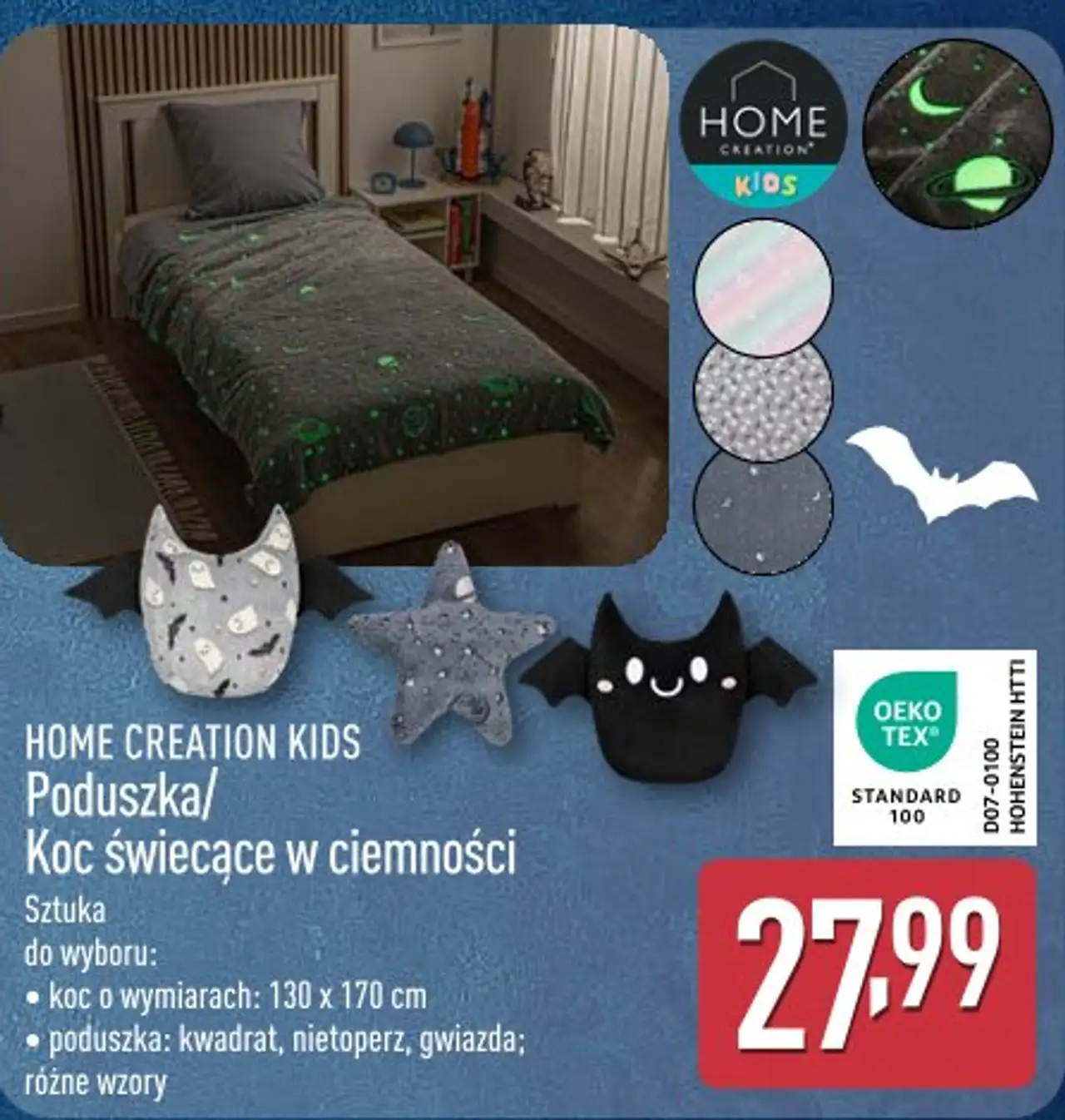 Poduszka/Koc świecące w ciemności HOME CREATION KIDS
