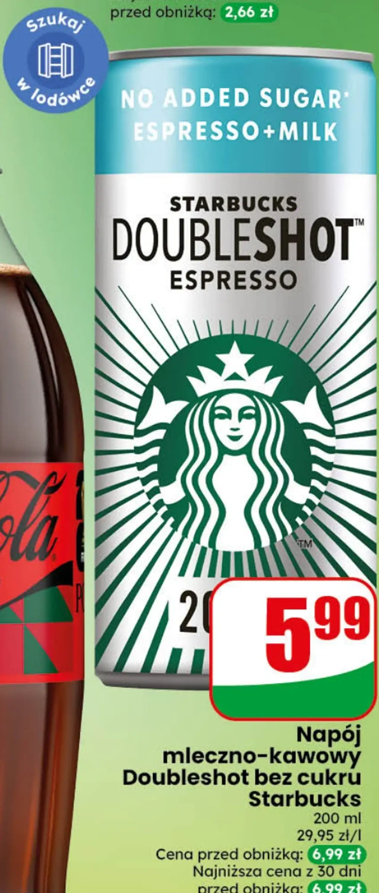 Napój mleczno-kawowy Doubleshot bez cukru Starbucks