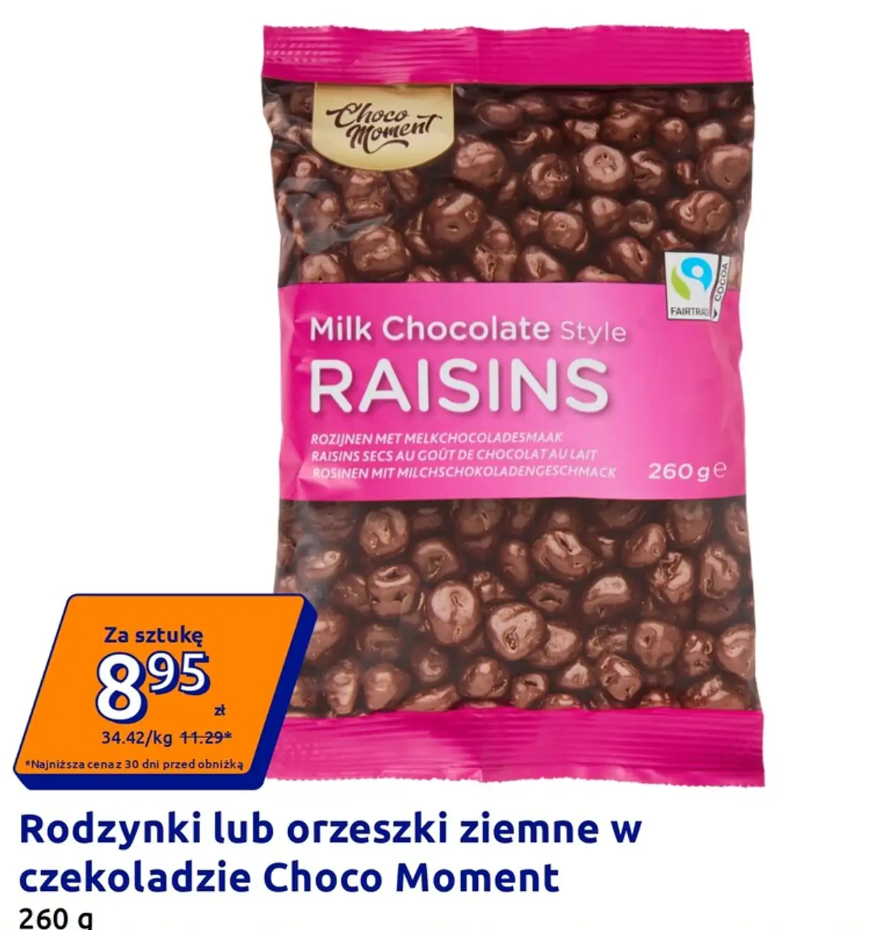 Rodzynki lub orzeszki ziemne w czekoladzie Choco Moment