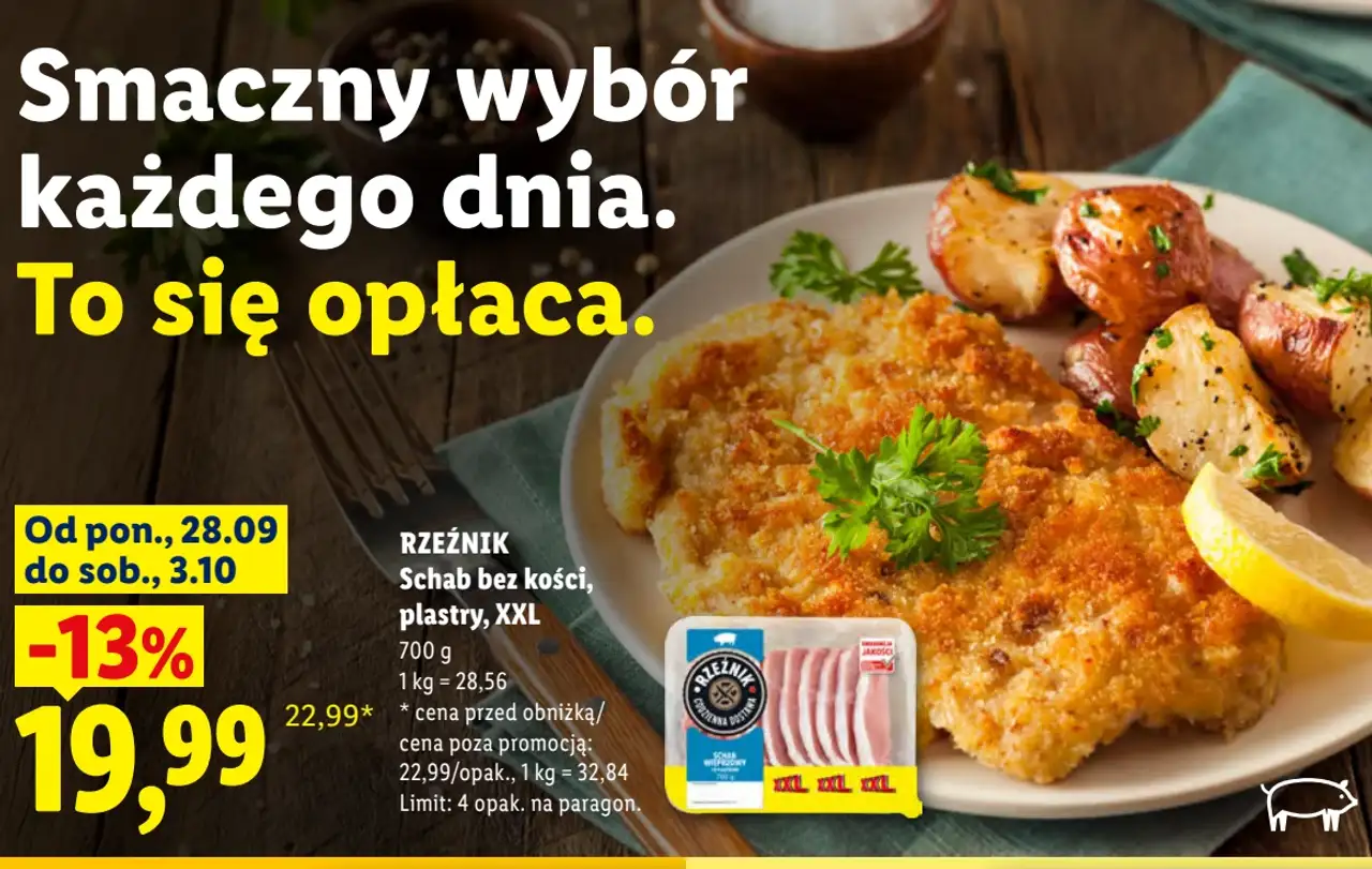 RZEŹNIK Schab bez kości, plastry, XXL