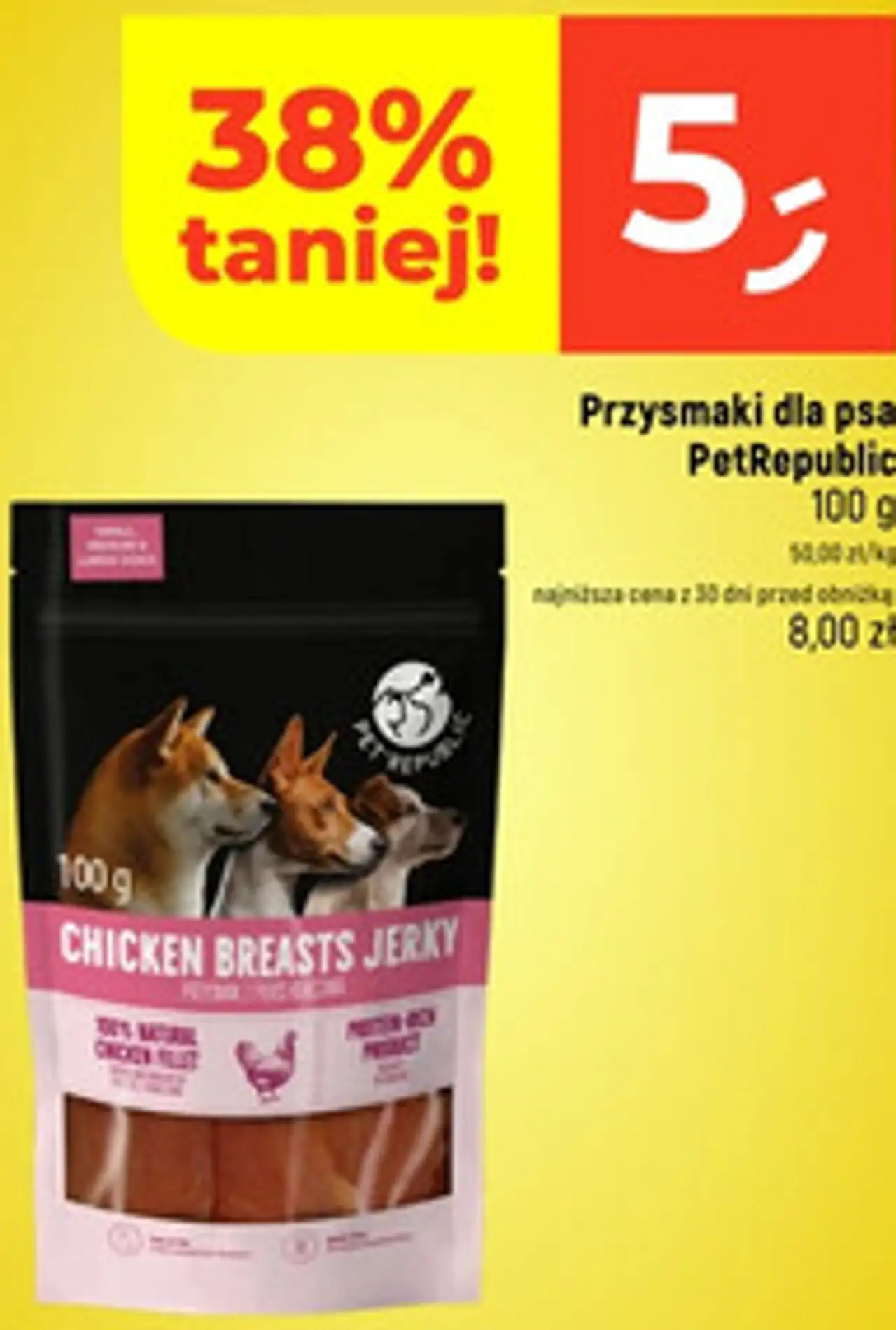 Przysmaki dla psa PetRepublic Chicken Breasts Jerky, 100 g