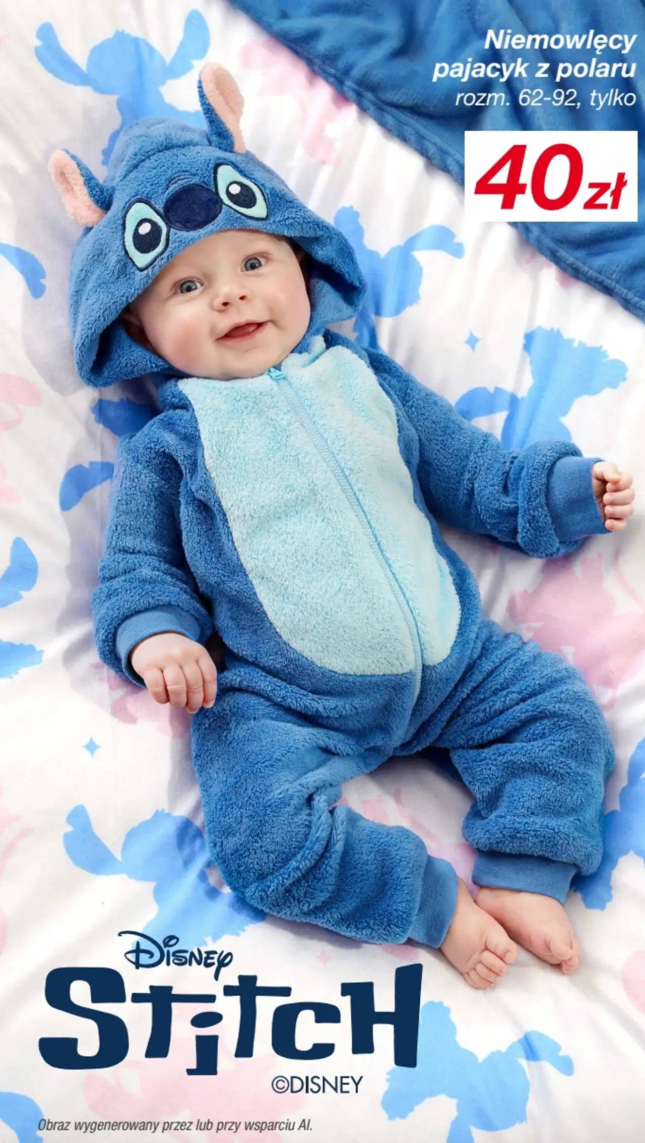 Niemowlęcy pajacyk z polaru Disney Stitch