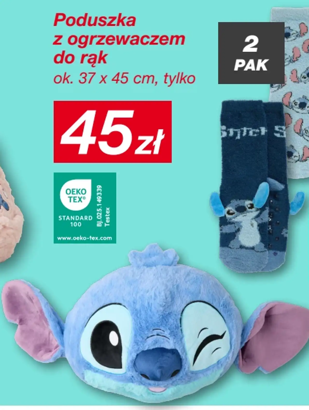 Poduszka z ogrzewaczem do rąk Disney Stitch