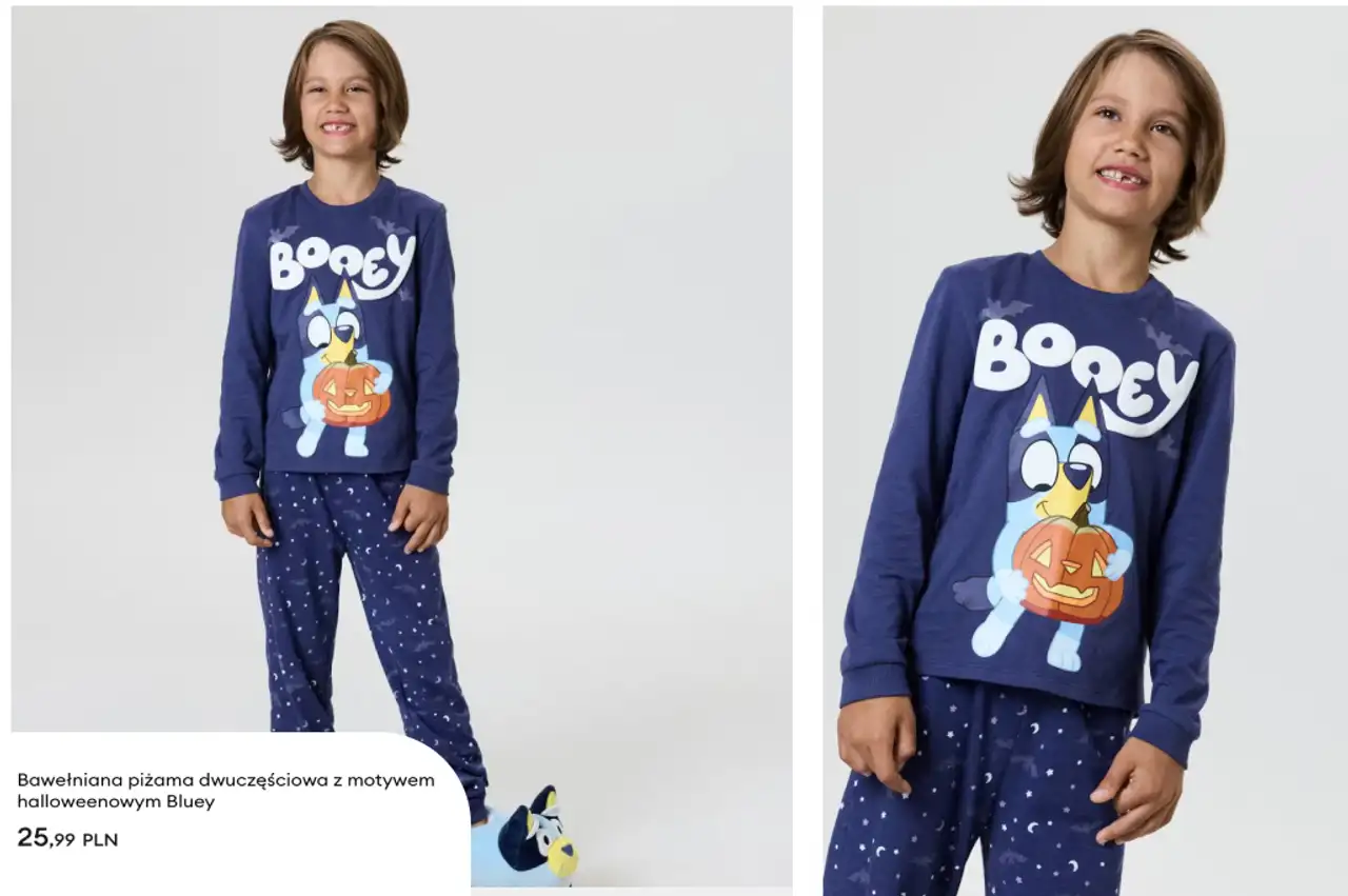 Bawełniana piżama dwuczęściowa z motywem halloweenowym Bluey