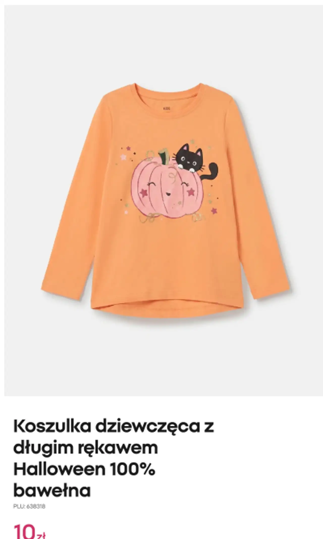 Koszulka dziewczęca z długim rękawem Halloween 100% bawełna