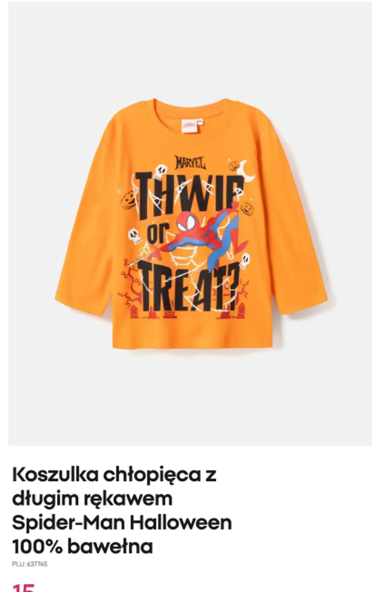 Koszulka chłopięca z długim rękawem Spider-Man Halloween 100% bawełna