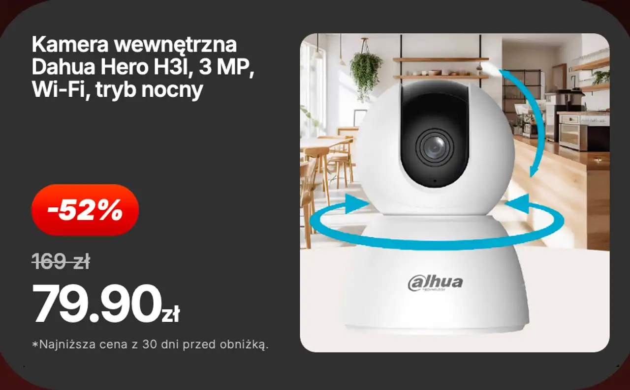 Kamera wewnętrzna Dahua Hero H3I, 3 MP, Wi-Fi, tryb nocny