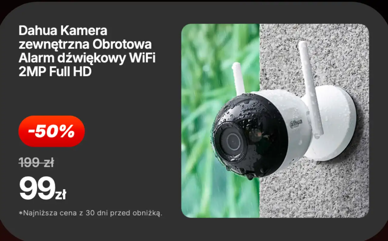 Dahua Kamera zewnętrzna Obrotowa Alarm dźwiękowy WiFi 2MP Full HD