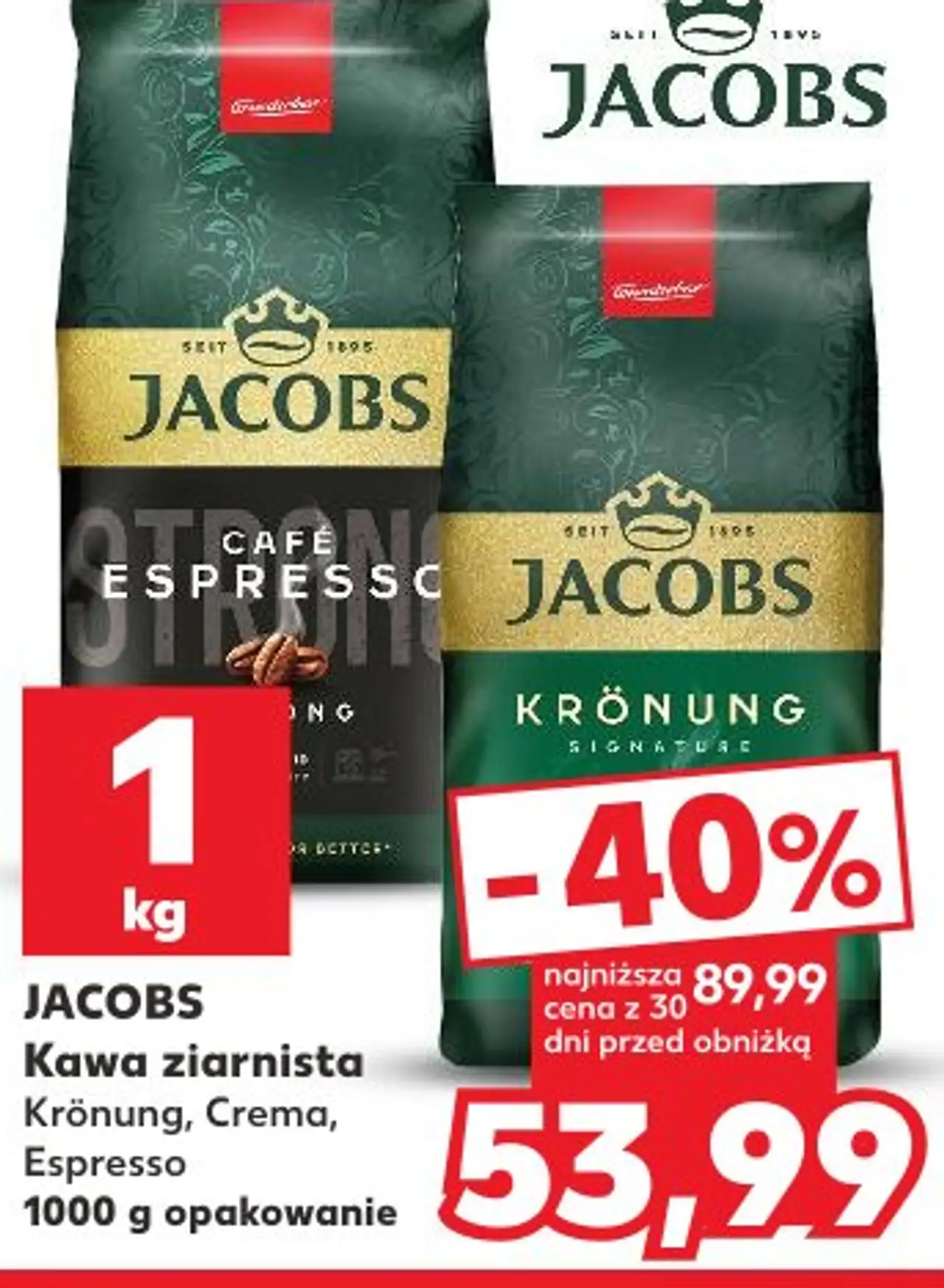 Jacobs Kawa ziarnista Krönung, Crema, Espresso