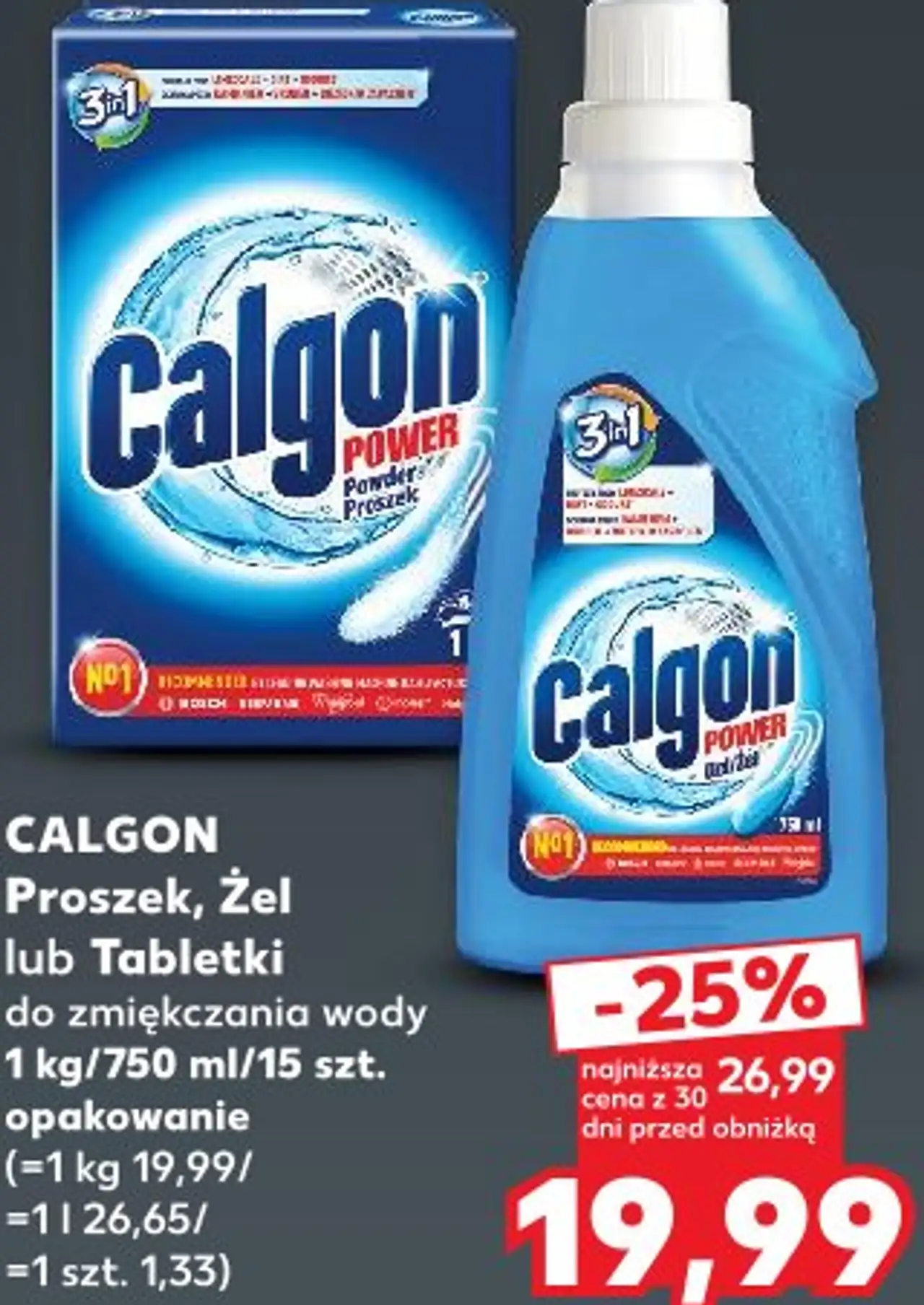 Calgon Proszek, Żel lub Tabletki do zmiękczania wody