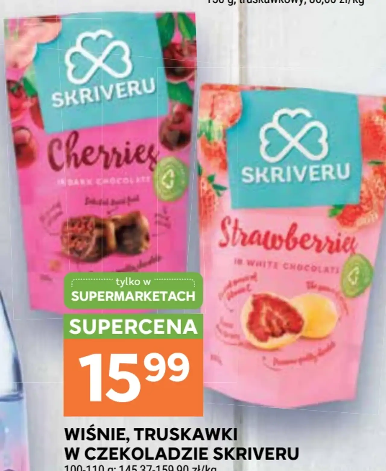 Wiśnie, truskawki w czekoladzie Skriveru