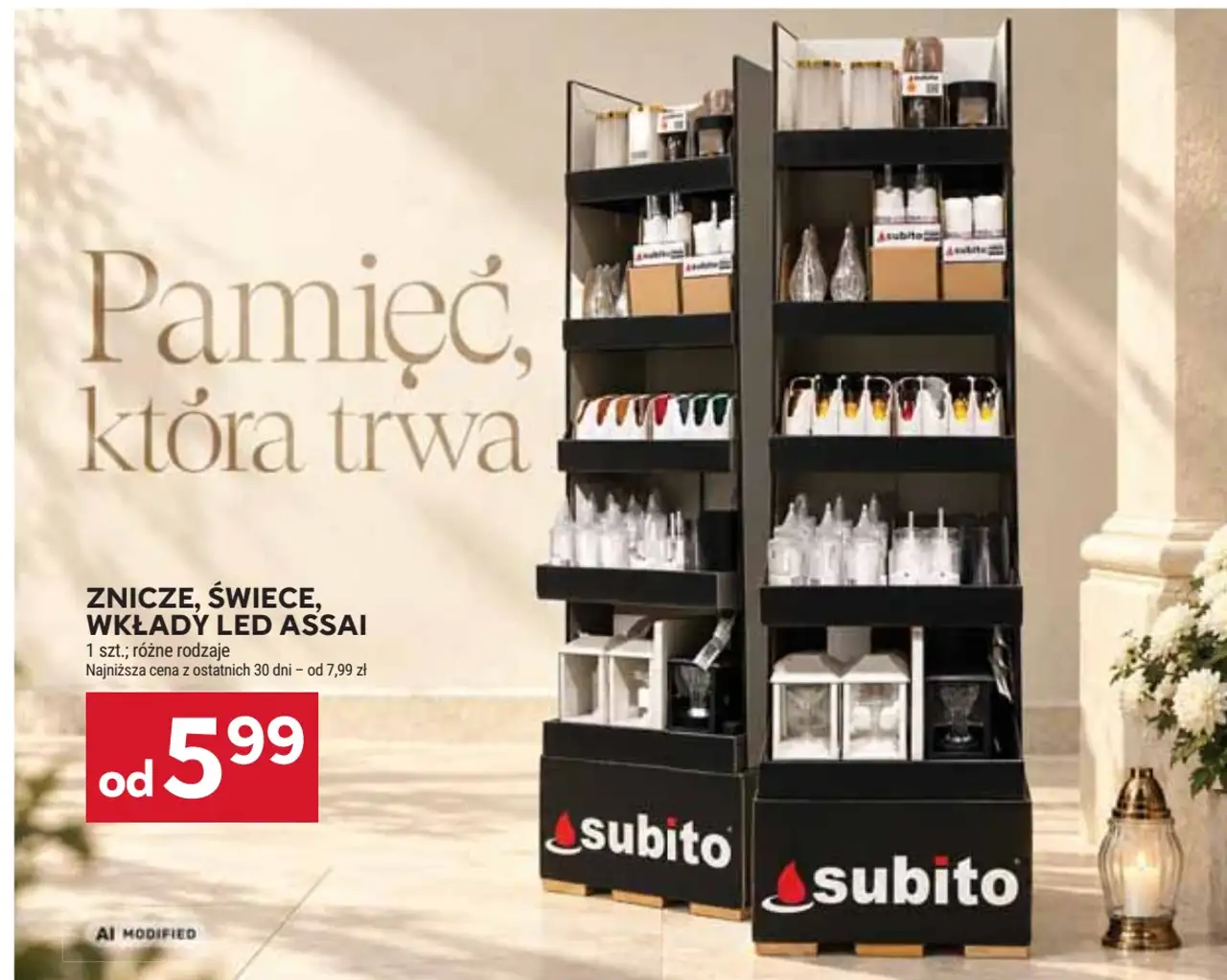 Znicze, świece, wkłady LED Assai