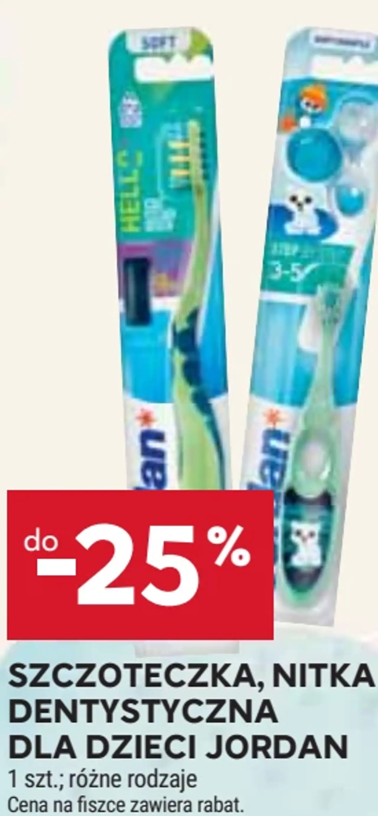 Szczoteczka, nitka dentystyczna dla dzieci Jordan