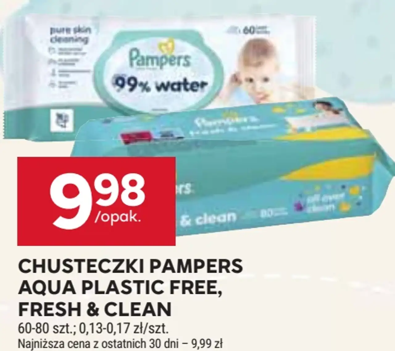 Chusteczki Pampers Aqua Plastic Free, Fresh & Clean