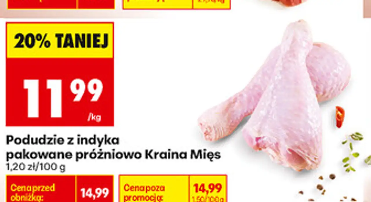 Podudzie z indyka pakowane próżniowo Kraina Mięs