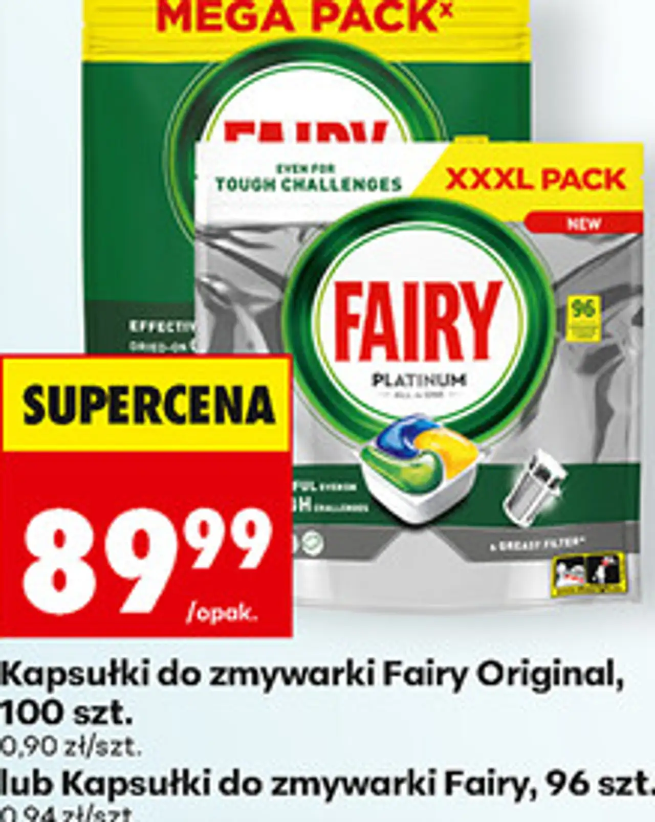 Kapsułki do zmywarki Fairy Original, 100 szt. lub Kapsułki do zmywarki Fairy, 96 szt.