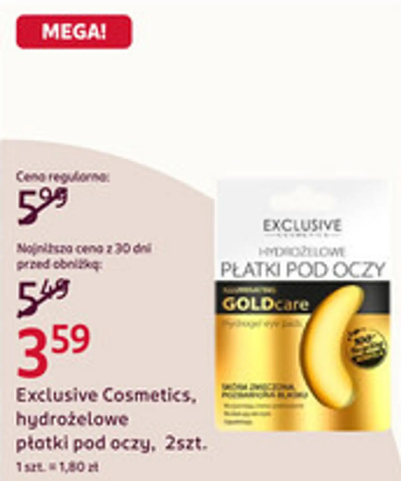 Exclusive Cosmetics, hydrożelowe płatki pod oczy, 2szt.