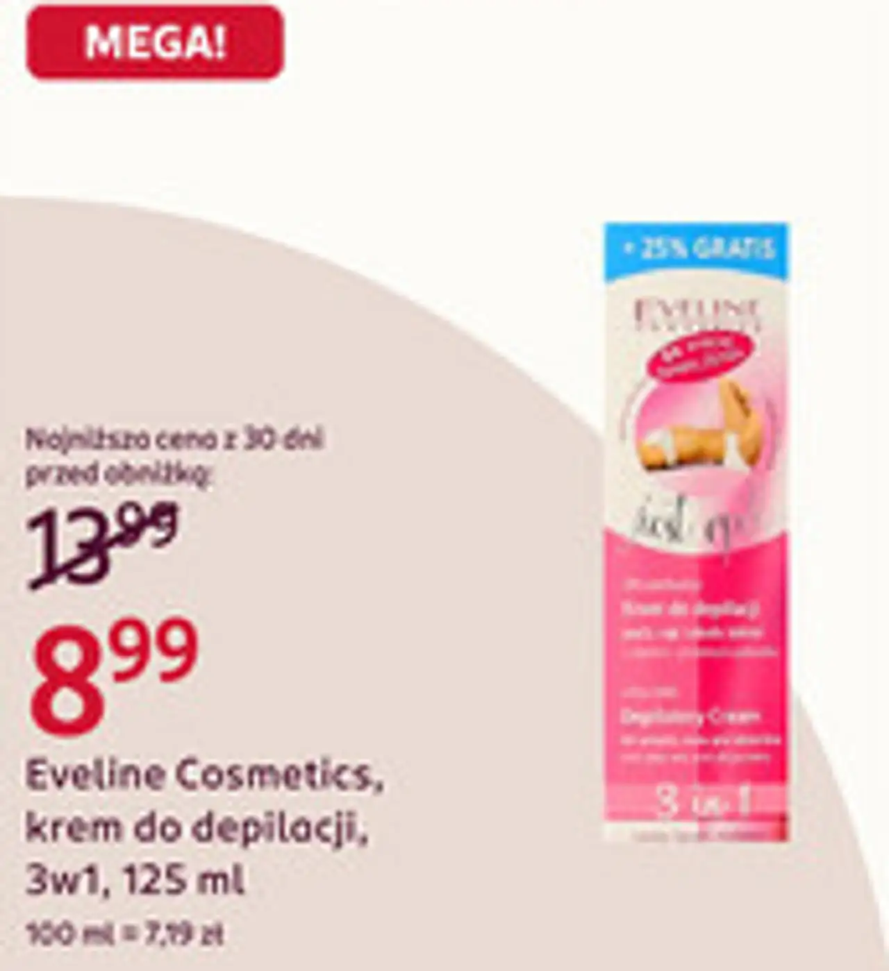 Eveline Cosmetics, krem do depilacji, 3w1, 125 ml
