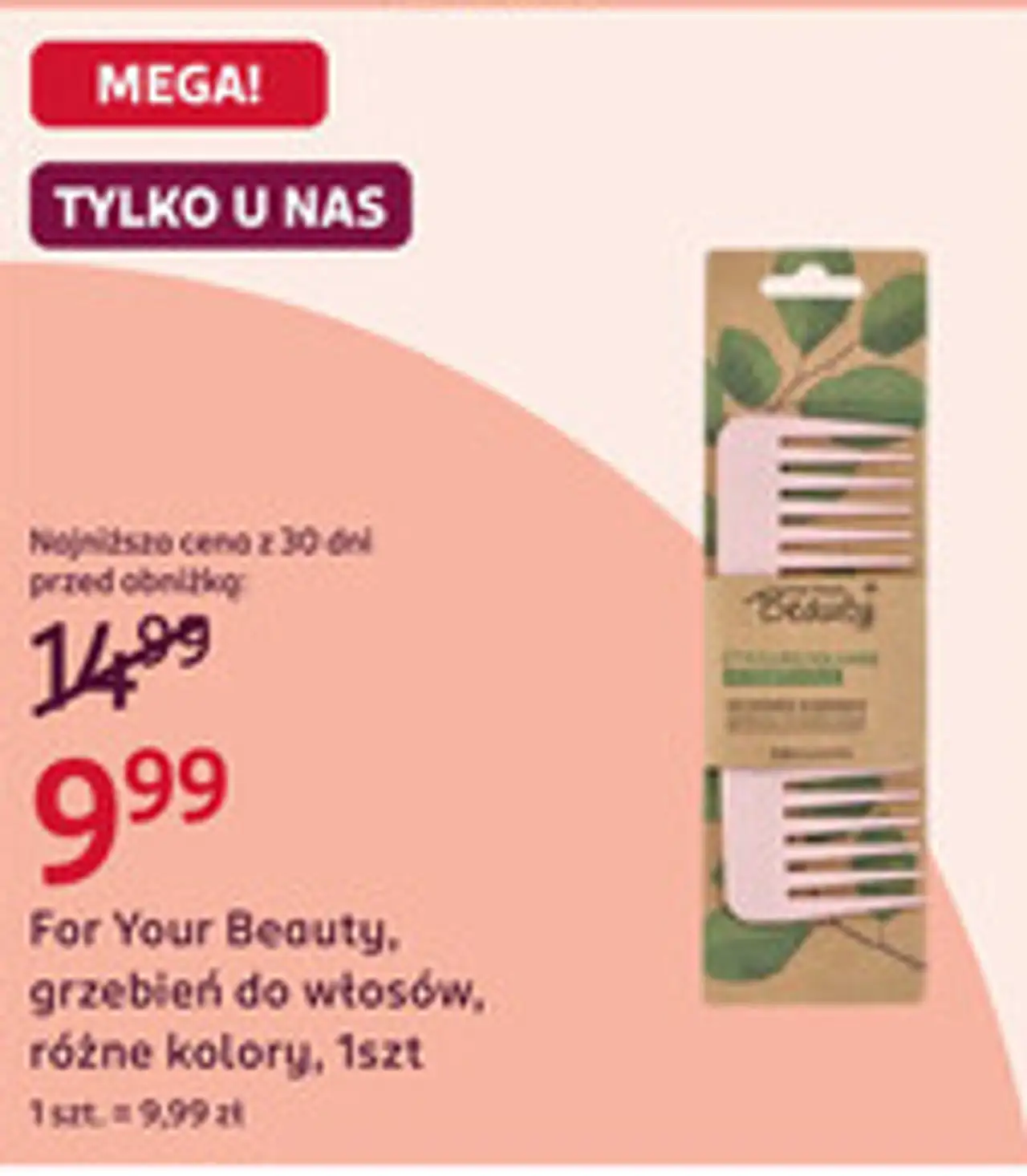 For Your Beauty, grzebień do włosów, różne kolory, 1szt.