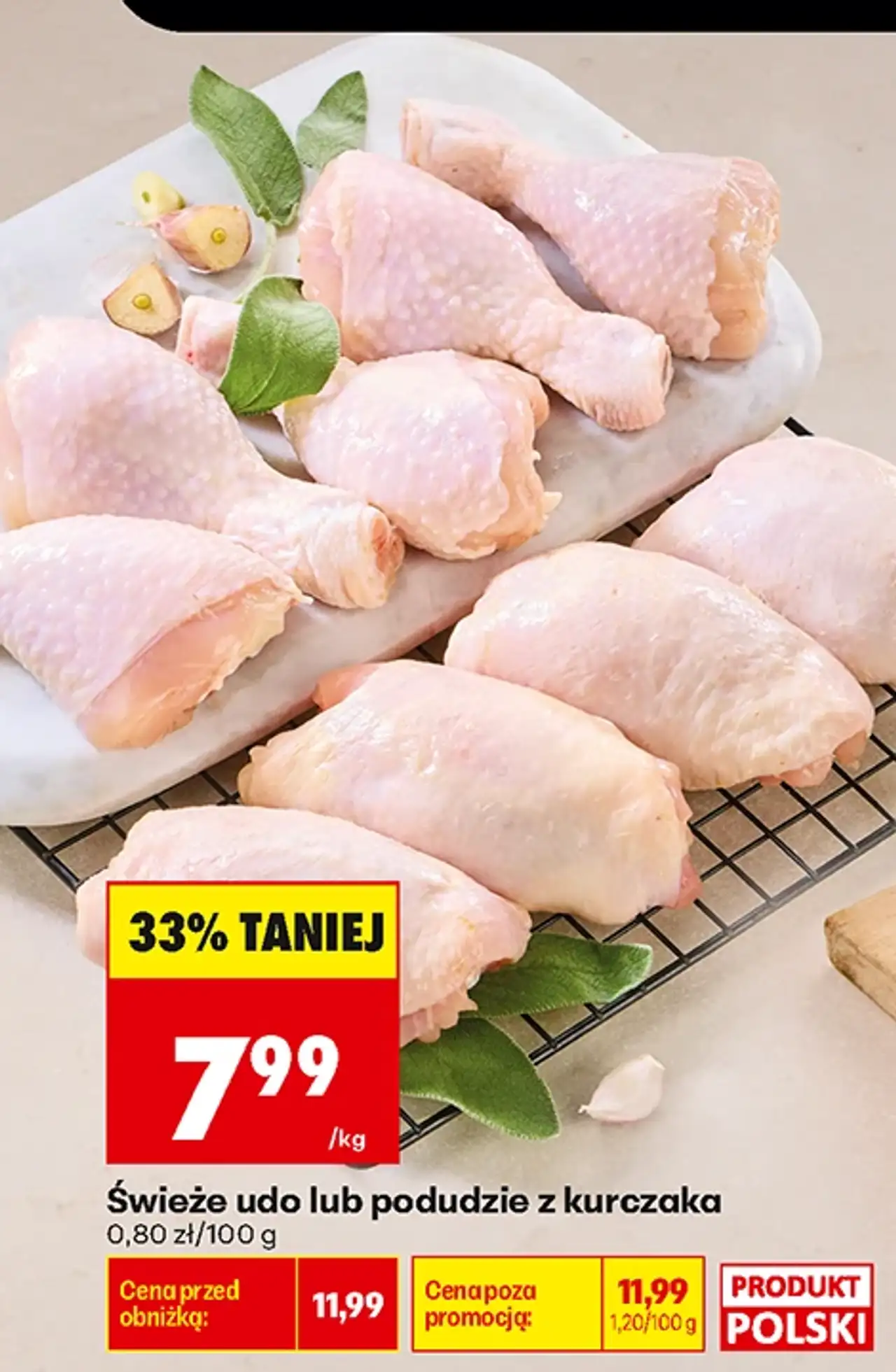Świeże udo lub podudzie z kurczaka