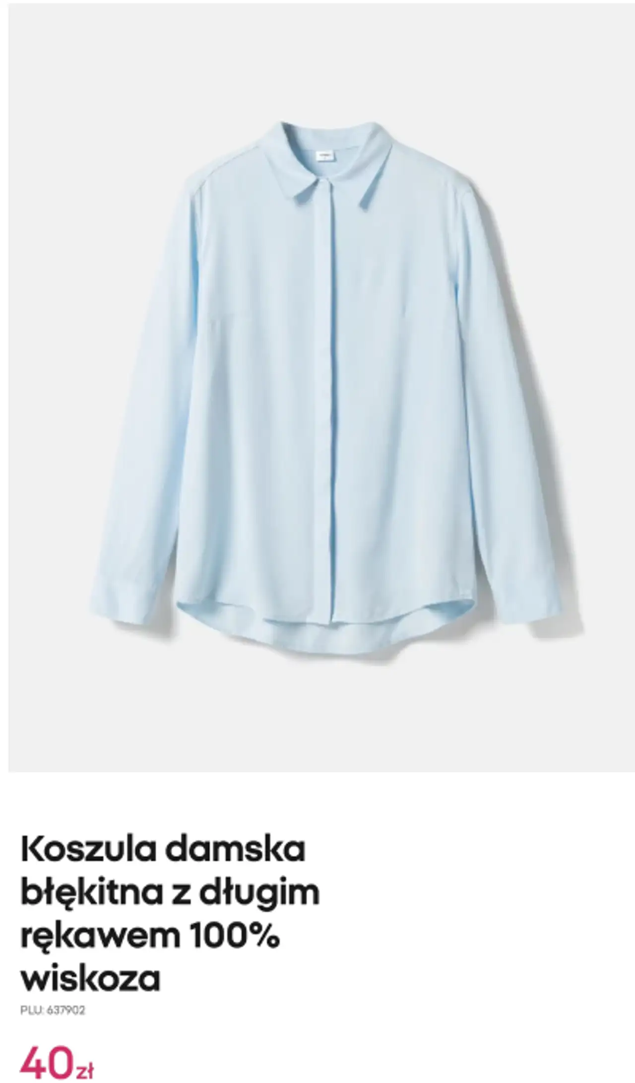 Koszula damska błękitna z długim rękawem 100% wiskoza