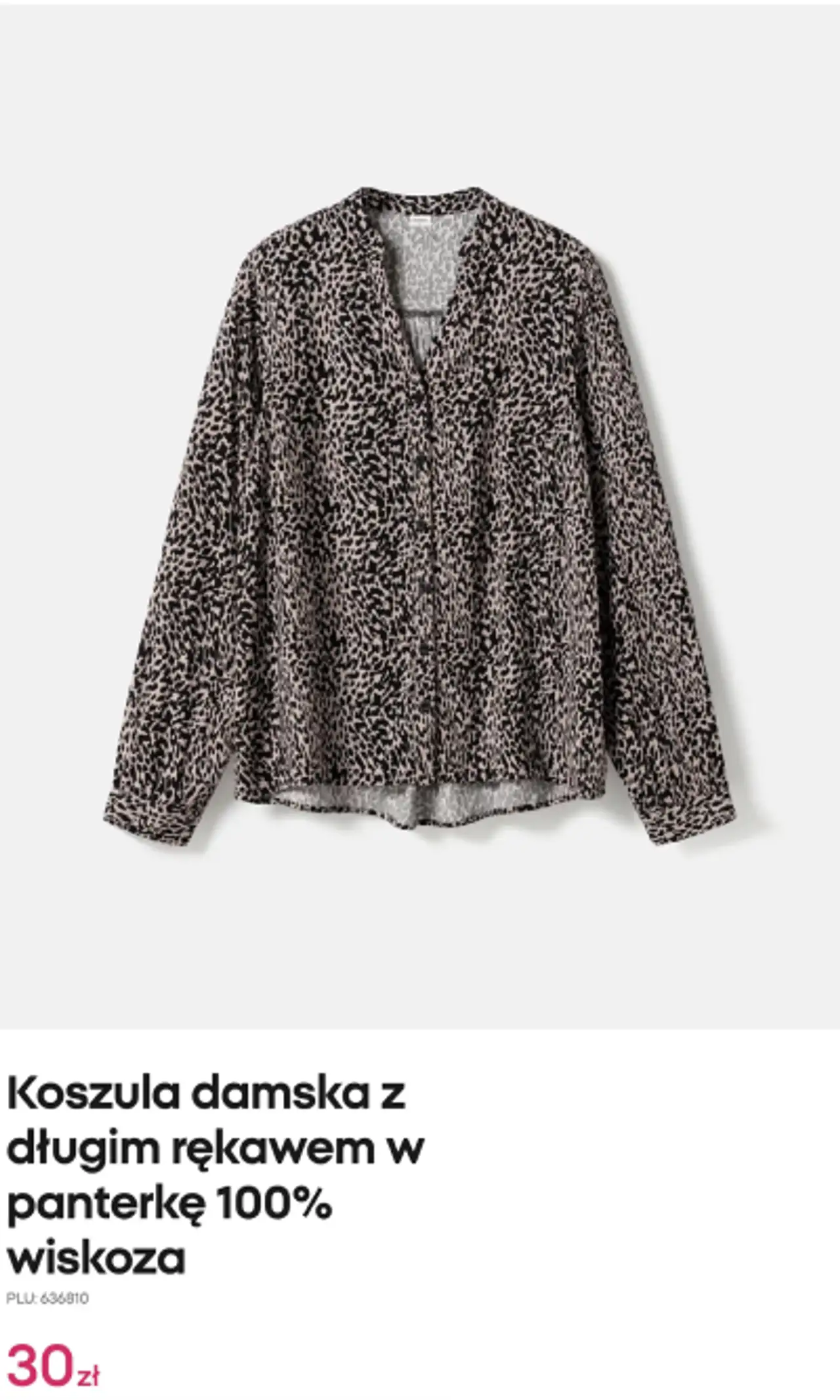 Koszula damska z długim rękawem w panterkę 100% wiskoza