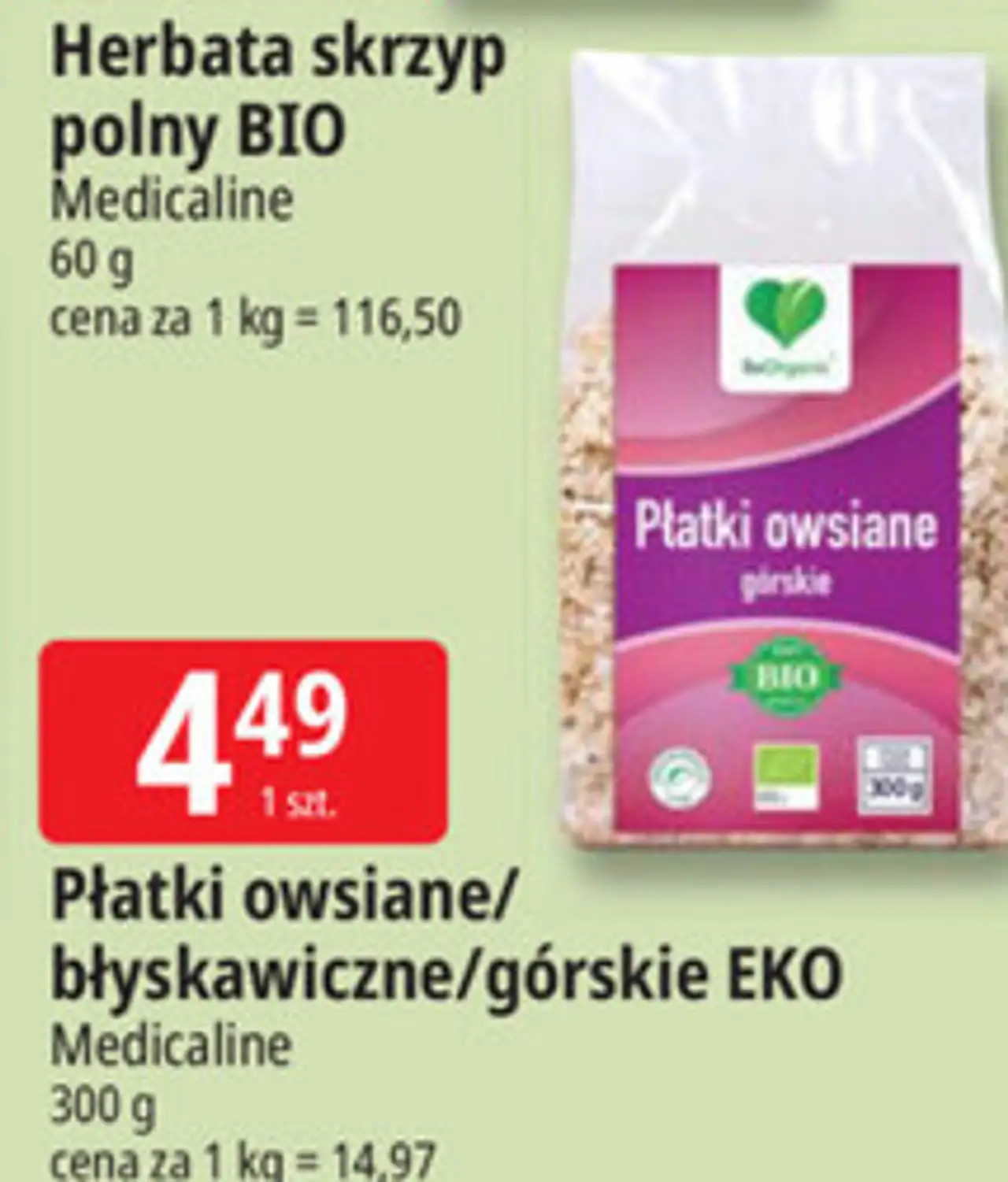 Płatki owsiane/błyskawiczne/górskie EKO Medicaline