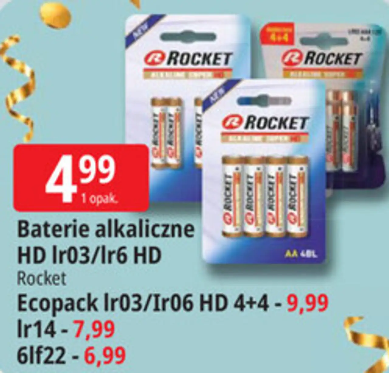 Baterie alkaliczne Rocket HD lr03/Ir6 HD Ecopack lr03/Ir06 HD 4+4