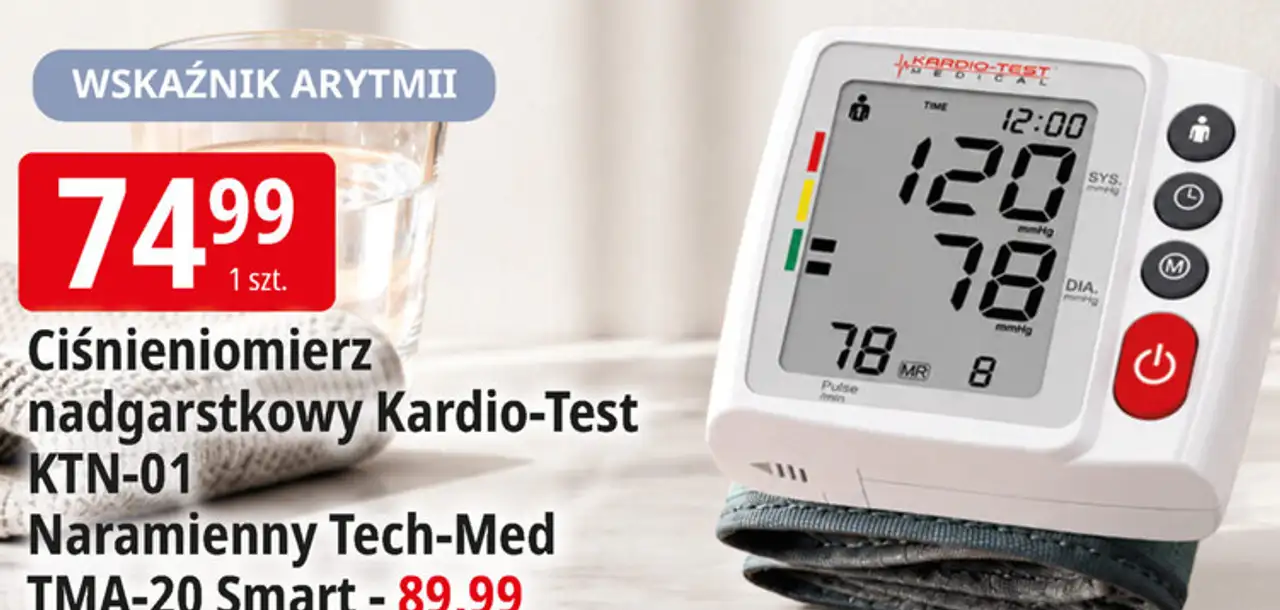 Ciśnieniomierz nadgarstkowy Kardio-Test KTN-01 / Naramienny Tech-Med TMA-20 Smart