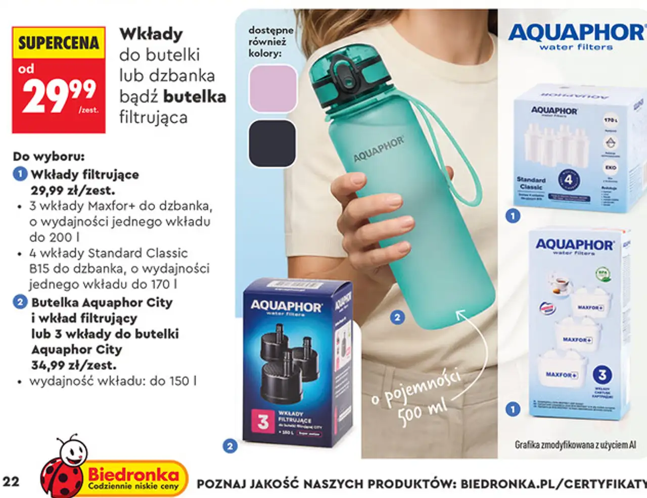 Aquaphor Wkłady do butelki lub dzbanka bądź butelka filtrująca